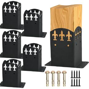 6 Pcs 4x4 Post Base, Inner Size 3.6"x3.6" Post Base Brackets, Heavy Duty Powder-Coated Post Anchor Matte Black Wood Post Brackets for Pavilion Deck Railing Support Deck Base Plate (6 Pack) in Saudi Arabia