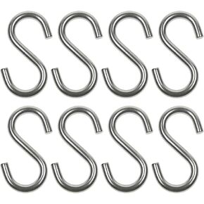 Wideskall® 2" inch Heavy Duty Small Zinc Plated Steel S Shaped Type Utility Hooks Hanging Hooks Chrome (Pack of 40) in Kuwait