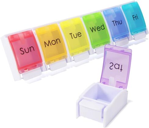 Daily Pill Organizer for Travel,SZREDU 2 Compartments Pill Container,Small AM PM Box for Pill,Vitamins,Cod Liver Oil,Supplements in Kuwait