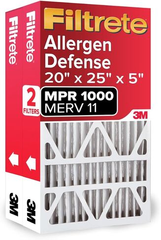 Filtrete 20x25x5 Air Filter, MPR 1000, MERV 11, Micro Allergen Defense Pleated 5-Inch Air Filters, 2 Filters, White in Saudi Arabia