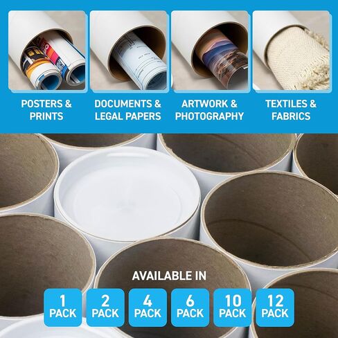 MagicWater Supply Mailing Tube - 1.5 in x 9 in - White - 2 Pack - for Shipping and Storage of Posters, Arts, Crafts, and Documents in Saudi Arabia