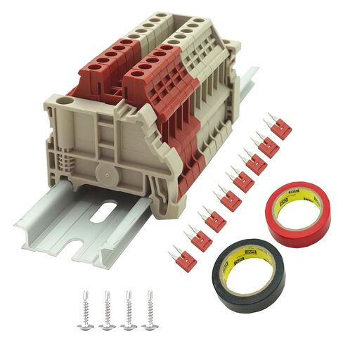 UL Red/Gray 10 Gang DIN Rail Clicinal Clochs ، مع (8) 2p لاعبي ، Dinkle DK4N 10-22 AWG ، 30 أمبير ، 600 فولت in Saudi Arabia