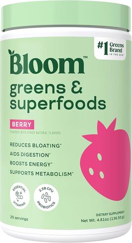 Bloom Nutrition Super Greens Powder Smoothie & Juice Mix - Probiotics for Digestive Health & Bloating Relief for Women, Digestive Enzymes with Superfoods Spirulina & Chlorella for Gut Health (Mango) in Saudi Arabia