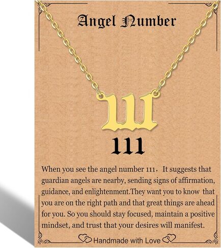 RWQIAN Angel Number Necklace For Women,Dainty Gold Plated Number 000 1111 111 222 333 444 555 666 777 888 999 Pendants Choker Chain Numerology Jewelry Necklace Gifts for Women Girls in Saudi Arabia
