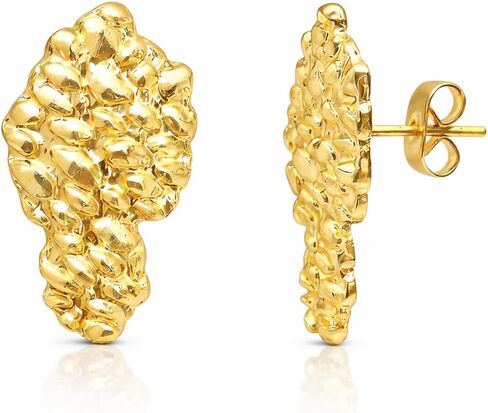 Gold nugget earrings for men - nugget earring 18k gold Plated -925 Sterling Silver Stud Earrings gold plated earrings studs in Saudi Arabia