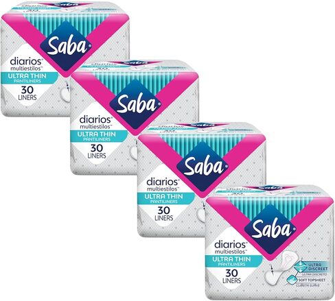 Saba Diarios Multiestilos Ultra Thin Pantiliners, Ultra-Discreet, 240 Count (8 Packs of 30) in Kuwait