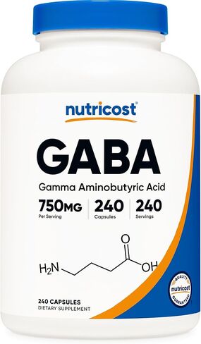 Nutricost GABA (Gamma Aminobutyric Acid) 750mg, 240 Capsules, 240 Servings - Non-GMO, Gluten Free in Kuwait