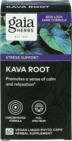 Gaia Herbs Kava Kava Root, Vegan Liquid Capsules, 60 Count - Supports Emotional Balance, Calm & Relaxation, Guaranteed Potency 75mg Active Kavalactones in Saudi Arabia
