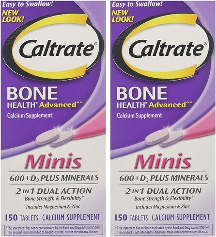 Caltrate 600+D3 Plus Minerals Mini Calcium & Vitamin D3 Supplement Mini Tablet, 600 mg, 150 Count (Pack of 3) in Saudi Arabia