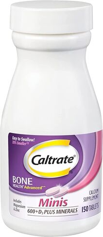 Caltrate 600+D3 Plus Minerals Mini Calcium & Vitamin D3 Supplement Mini Tablet, 600 mg, 150 Count (Pack of 3) in Saudi Arabia
