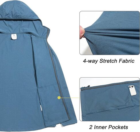 Little Donkey Andy Men's Lightweight Quick Dry Full Zip Hooded Jacket Sun Protection Breathable for Golf Hiking Running in Saudi Arabia
