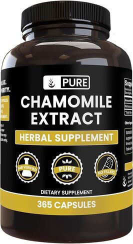 Pure Original Ingredients Chamomile Extract, (100 Capsules) Always Pure, No Additives Or Fillers, Lab Verified in Saudi Arabia