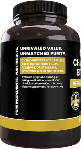 Pure Original Ingredients Chamomile Extract, (100 Capsules) Always Pure, No Additives Or Fillers, Lab Verified in Saudi Arabia