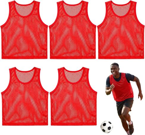 Pinnies Red Pinnies Pennies - مجموعة من 6 تدريبات جماعية Jersey for Child Youth Teen Adult ، Pennies for Sports Youth in Saudi Arabia