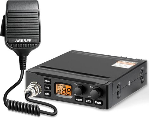 راديو ABBREE CB لسائقي الشاحنات طويل المدى AM FM Professional CB، تصميم مدمج، أساسيات السفر، قناة الطوارئ الفورية 9/19، 40 قناة كاملة مع ميكروفون محمول، شاشة LCD، VOX، أسود in Saudi Arabia