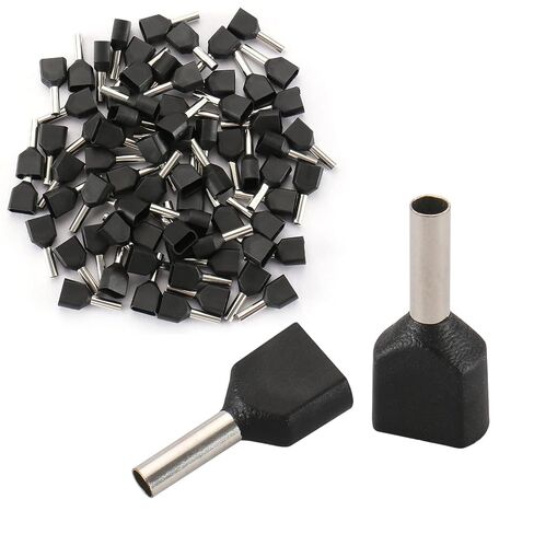 Baomain AWG 16/1.5mm² Wire Copper Crimp Connector Twin Insulated Ferrule Pin Cord End Terminal TE1508 Black Pack of 100 in Saudi Arabia