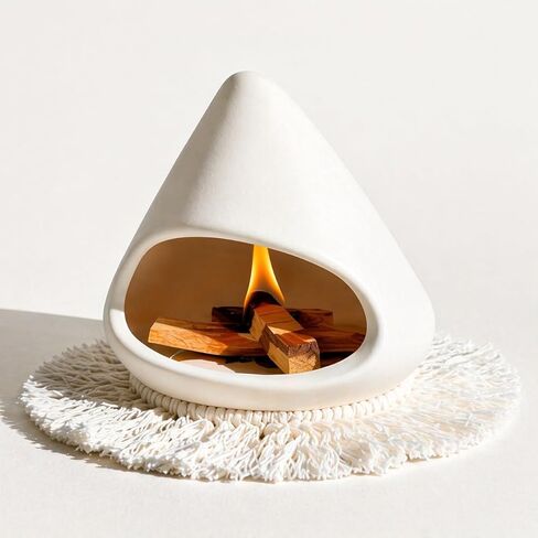 AKAGUIES Palo Santo Holder Burner,Modern Mini Chiminea for Palo Santo Sticks and Sage Burner,with Handmade Heat Insulated Mat.Perfect for Yoga, Meditation, Aromatherapy. in Saudi Arabia