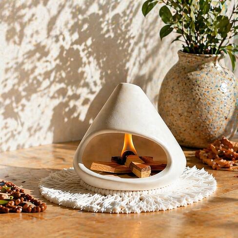 AKAGUIES Palo Santo Holder Burner,Modern Mini Chiminea for Palo Santo Sticks and Sage Burner,with Handmade Heat Insulated Mat.Perfect for Yoga, Meditation, Aromatherapy. in Saudi Arabia
