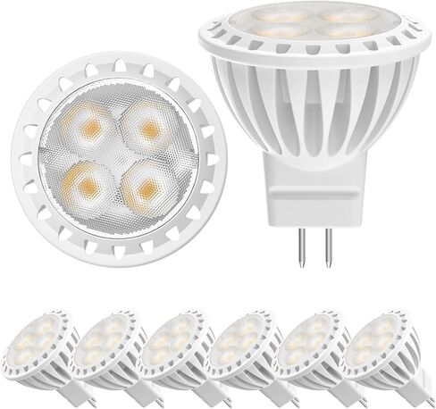 MR11 3W LED Bulbs 6-Pack - Warm White 2700K, GU4 Bi-Pin Base, 12V Low Voltage Spotlight, Non-Dimmable, Energy-Efficient Halogen Replacement for Landscape and Track Lighting in Saudi Arabia
