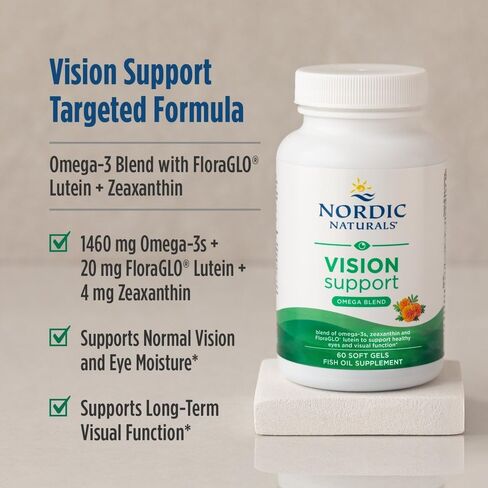 Nordic Naturals Omega Vision, Lemon - 60 Soft Gels - with Zeaxanthin and FloraGLO Lutein, for Healthy Eyes and Vision - 30 Servings in Saudi Arabia