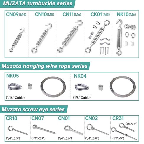 Muzata 10Pack 3.6Inch M6 Black Screw Eye Hook Wood Screws Metal Hook T316 Stainless Steel for Wood Securing Cable Wire Terminal Ring Eyelet Stand Self Tapping Eye Bolt Indoor Outdoor CN01 HN1 in Saudi Arabia