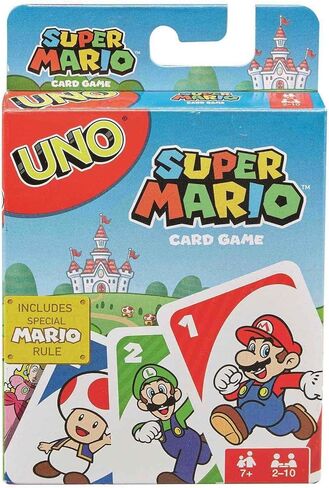 Mattel Games UNO Super Mario Card Game الرسوم المتحركة ذات طابع جامعي 112 بطاقة مع صور شخصية، للأطفال من سن 7 سنوات فما فوق in Saudi Arabia