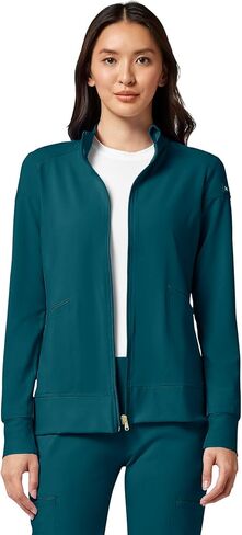 Cherokee iflex Uniforms Zip Front Scrub Jackets for Women CK303, M, Pewter in Saudi Arabia