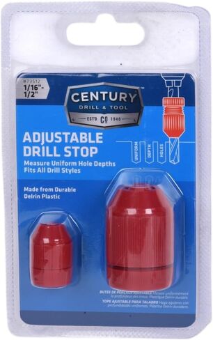 Century Drill & Tool 73512 Adjustable Drill Stop Set, 2-Pack, Fits 1/16" to 1/2" Drill Bits, Quick Depth Control for Fast, Accurate Drilling in Saudi Arabia