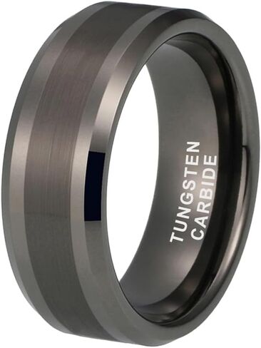 6mm 8mm Silver/Black/Gunmetal/Gold Tungsten Rings for Men Women Fashion Jewelry Engagement Wedding Bands Matte Polished Shiny Beveled Edges Comfort Fit in Saudi Arabia