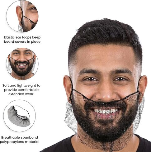 100Pcs Disposable Nylon Beard Nets - Breathable & Durable - 19" - Black in Saudi Arabia
