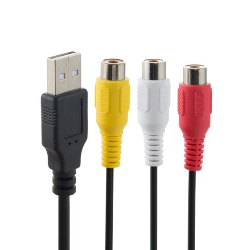 USB to RCA Cable 5FT USB A 2.0 Male to 3 RCA Male Phono AV Cable Lead PC TV Aux Audio Video Cord for DVDs, Digital Cameras, Camcorder Connecting TV/PC (USB Male to 3RCA Male) in Kuwait