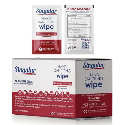 HAND SANITIZING WIPES - Individually Packed Premium Hand Sanitizing Wipes for Travel, Home, Office, School, etc. with Moisturizer - Manufactured in USA (Fragrance Free 30ct Box) in Saudi Arabia