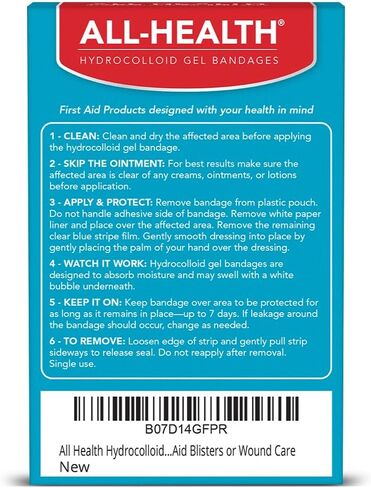 All Health All Health Advanced Fast Healing Hydrocolloid Gel Bandages, Large Wound Dressing, 4 ct | 2X Faster Healing for First Aid Blisters or Wound Care in Saudi Arabia