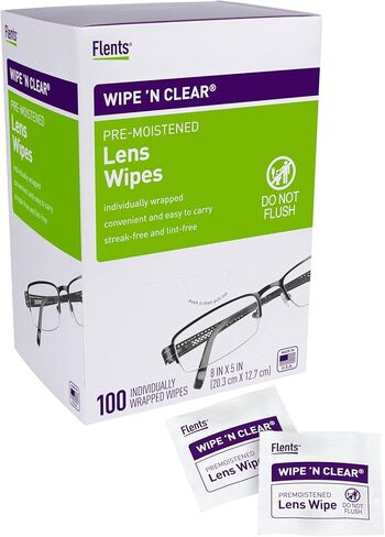 Wipe'N Clear Lens Wipes by Flents, 100 Lens Cleaning Wipes, Anti-Streak & Fast Drying, 5"x6",100 Count in Saudi Arabia