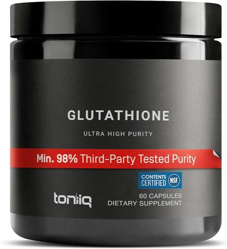 Toniiq Ultra High Strength Glutathione Capsules - 1000mg Concentrated Formula - 98%+ Highly Purified and Bioavailable - Non-GMO Fermentation - 60 Capsules Reduced Glutathione Supplement in Saudi Arabia
