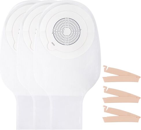 10 Pcs Colostomy Bags,Ostomy Supplies,One-Piece Drainable Pouches with Closure for Ostomy Ileostomy Stoma Care,Filter,Cut-to-Fit,Max 60mm in Kuwait