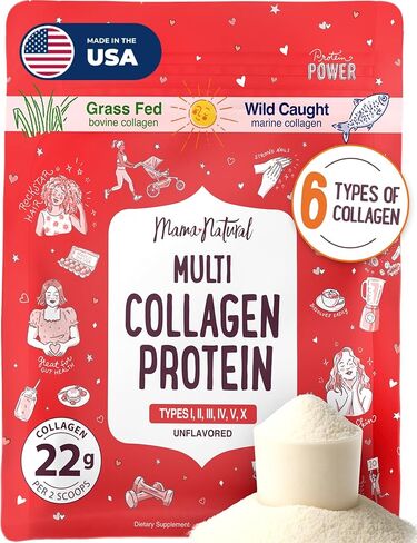 Multi Collagen Protein Powder Type I II III IV V X - Unflavored & Hydrolyzed 16Oz Pure Collagen Peptides Powder - Grass Fed Beef, Wild Fish Marine & USA Eggshell - Whole Body Collagen in Saudi Arabia