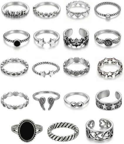 Gothic Knuckle Rings Set for Women Teen Girls Punk Rock Statement Stackable Rings Snake Black Rose Flower Heart Y2K Midi Ring Reputation Party Finger Ring Pack in Saudi Arabia