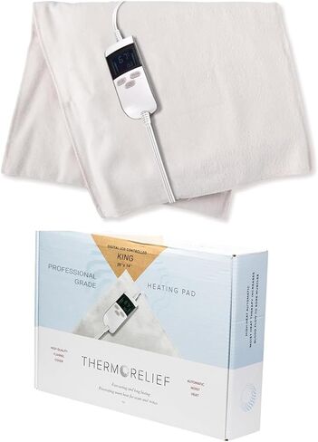 ThermoRelief Moist Heating Pad, Digital Timer, King 26 x 14 in | Digital temperature and timer controller, auto shut-off, no water needed, removable flannel cover, 26 x 14 in in Kuwait