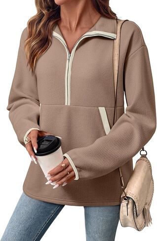 SHEWIN Womens Sweatshirt Lightweight V Neck Sweatshirts for Women Half Zip Pullover Fall Clothes for Women 2025 in Saudi Arabia