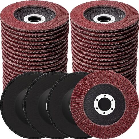 Landhoow 80 Pack Flap Disc 4 1/2 Grinding Sanding Discs Flapper Wheels Aluminum Oxide Abrasive, Type #27 Fine Processing Grinding Wheels for Angle Grinder Wood and Metal Sanding (40/60 Grit) in Kuwait