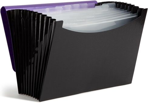Smead Poly Frequency Expanding File, 12 Pockets, Flap and Cord Closure, Letter Size, Blue/Black (70863) in Saudi Arabia