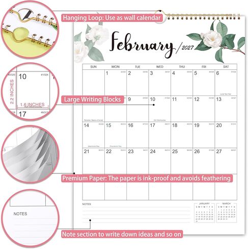 2025-2026 Calendar - Vertical Wall Calendar 2025-2026, JUL. 2025 to DEC. 2026, 14.8'' x 11.5'', Monthly Calendar with Julian Date, Perfect for Planning in Saudi Arabia