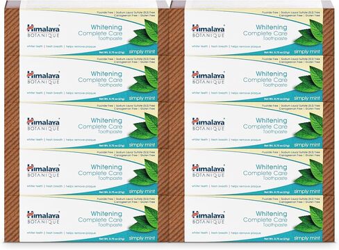 Himalaya Botanique Complete Care Whitening Toothpaste, Simply Peppermint, Fluoride Free for a Clean Mouth, Whiter Teeth and Fresh Breath, 5.29 oz, 2 Pack in Kuwait