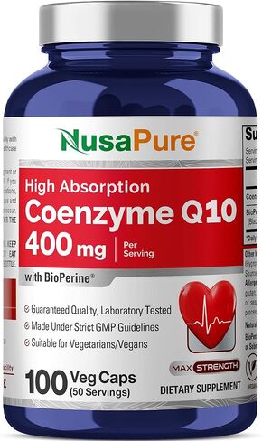 NusaPure CoQ10 400 mg 200 Veggie Caps (Non-GMO & Gluten-Free) Coenzyme Q10, Antioxidant COQ-10 Enzyme, Coq 10 - Serving Size 2 Daily Caps in Saudi Arabia