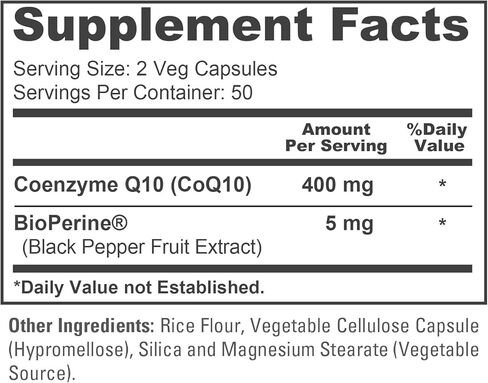 NusaPure CoQ10 400 mg 200 Veggie Caps (Non-GMO & Gluten-Free) Coenzyme Q10, Antioxidant COQ-10 Enzyme, Coq 10 - Serving Size 2 Daily Caps in Saudi Arabia