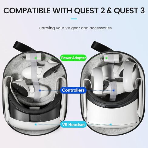 حقيبة حمل صلبة مدمجة من OPTOSLON متوافقة مع Oculus Meta Quest 3/Quest 2/Apple Vision Pro، حقيبة سفر مع غطاء واقي للعدسة، تصميم أنيق للغاية in Kuwait