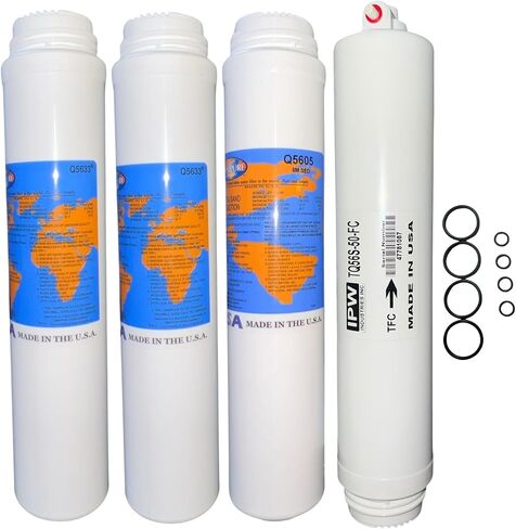 Omnipure Q5605، (2) Q5633، ومجموعة خرطوشة فلتر الكربون للرواسب البديلة للغشاء مع غشاء 50 GPD لـ Purotwist 4000 بالإضافة إلى حلقات دائرية صغيرة وكبيرة الرأس من شركة IPW Industries Inc. in Kuwait
