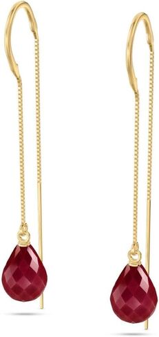Galaxy Gold GG 14k Solid Yellow Gold Dyed 6.60 ct Ruby Threaded Earrings in Saudi Arabia
