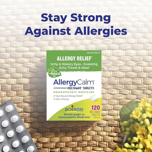 أقراص Boiron AllergyCalm للتخفيف من أعراض الحساسية وحمى القش للعطس وسيلان الأنف وحكة العيون أو الحلق - 120 قرصًا in Saudi Arabia